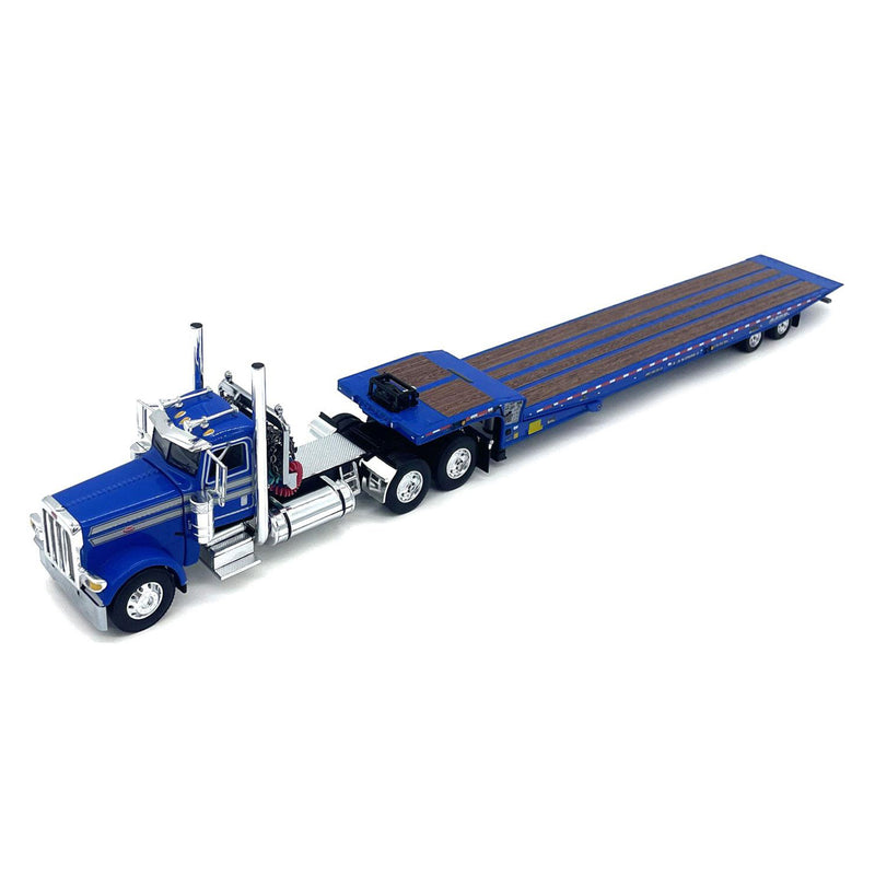 (B&D) 1/64 Blue Peterbilt 389 with Landoll 440 Series Traveling-Axle Trailer, DCP by First Gear - Damaged Item