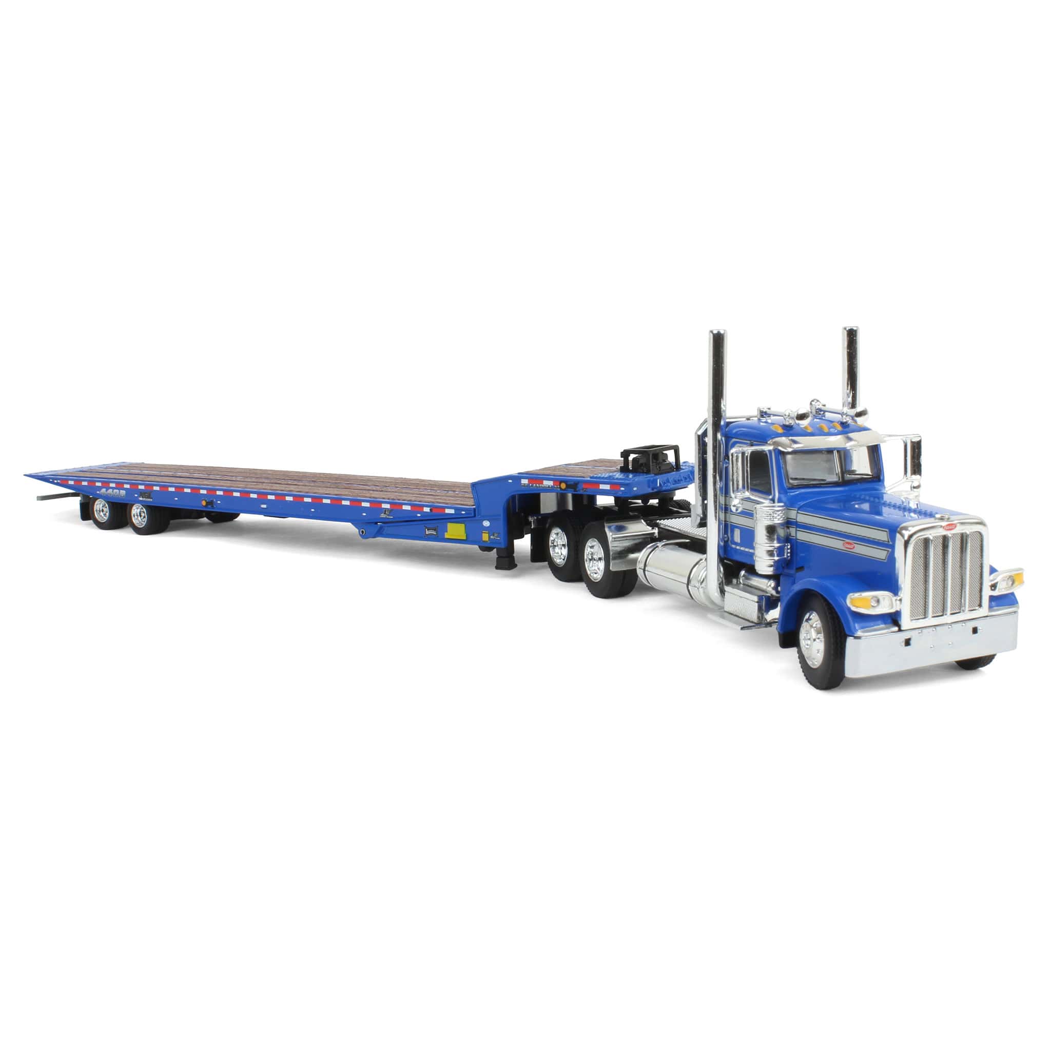 1/64 Blue Peterbilt 389 with Landoll 440 Series Traveling Axle