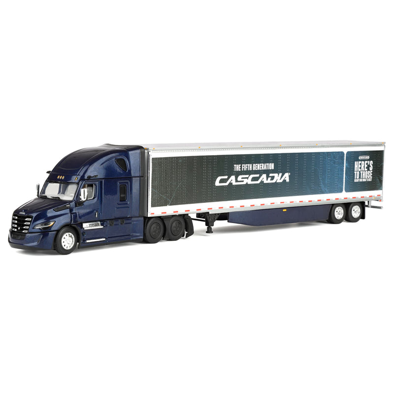 1/64 Freightliner Cascadia Fifth Generation Semi Truck with Raised Roof Sleeper, Freightliner Midnight, DCP by First Gear