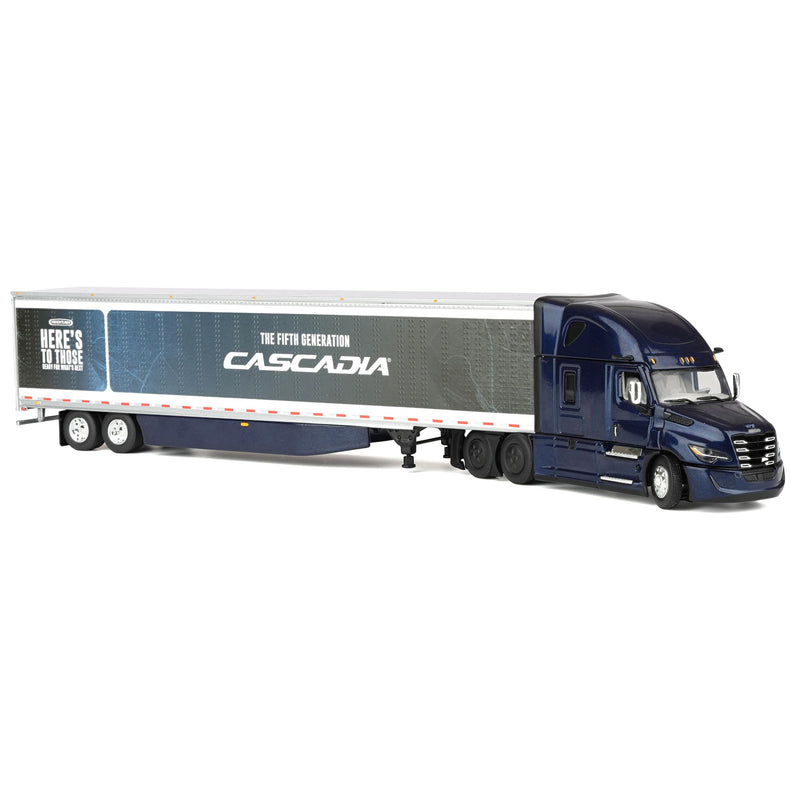 1/64 Freightliner Cascadia Fifth Generation Semi Truck with Raised Roof Sleeper, Freightliner Midnight, DCP by First Gear
