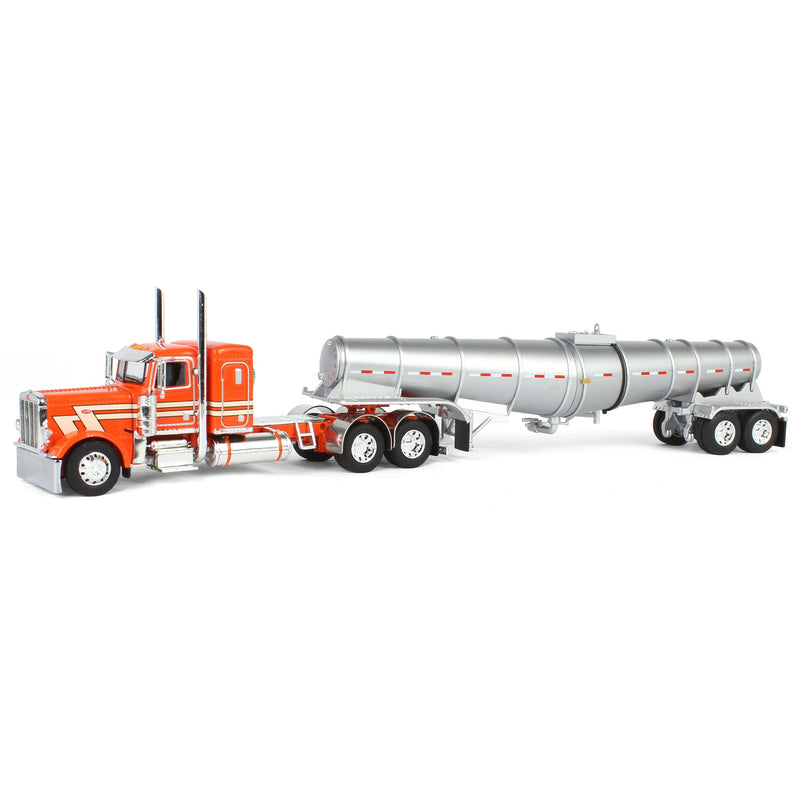 1/64 Orange/Cream Peterbilt 389 with Polished Polar Deep Drop Tanker, DCP by First Gear