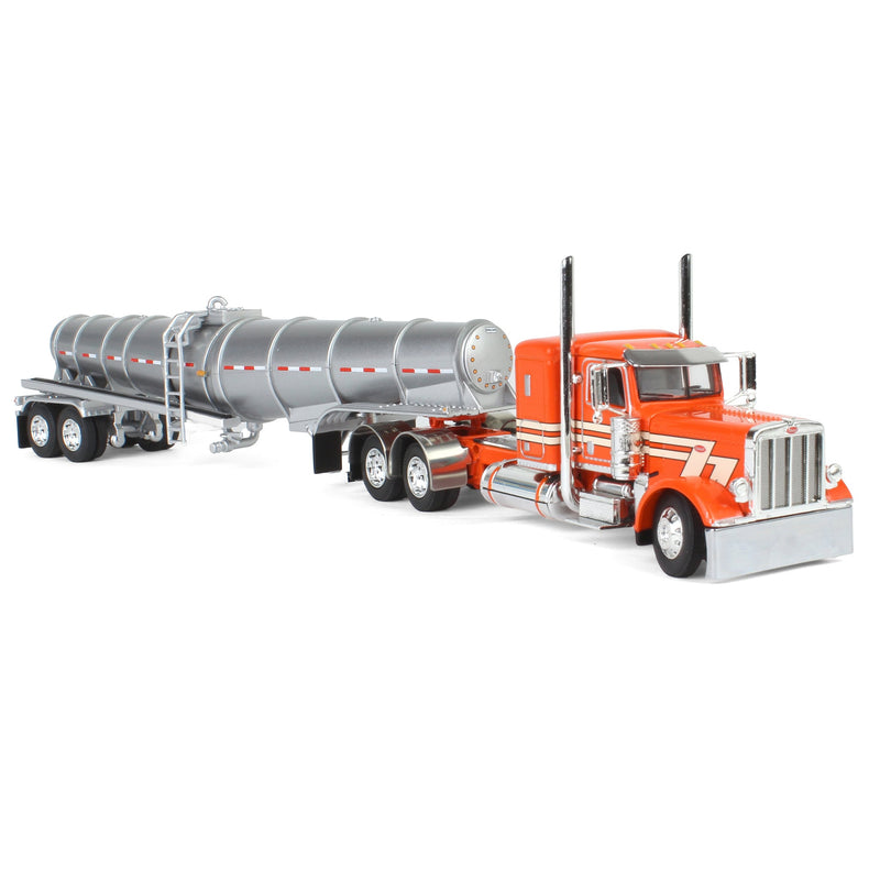 1/64 Orange/Cream Peterbilt 389 with Polished Polar Deep Drop Tanker, DCP by First Gear