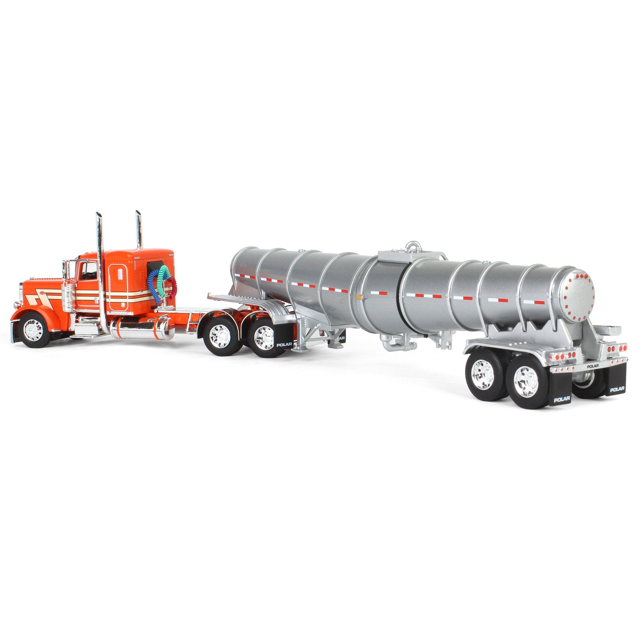ミニカー 1/64 DCP Peterbilt 389 with Tanker 60-2007 DCP 1/64 Orange/Cream Peterbilt 389 with Polished Polar