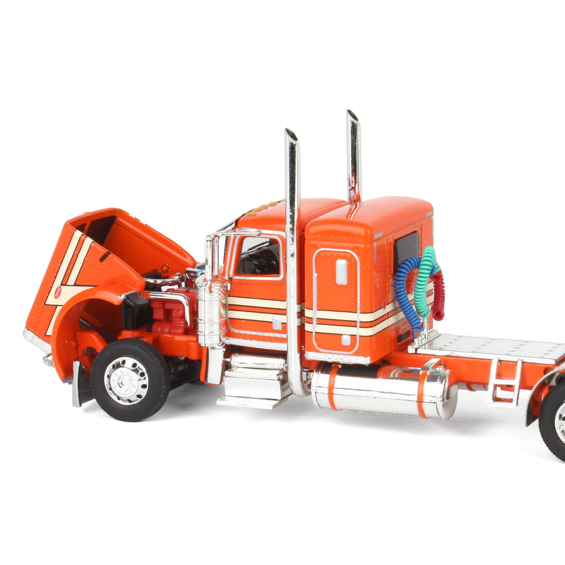 1/64 Orange/Cream Peterbilt 389 with Polished Polar Deep Drop Tanker, DCP by First Gear