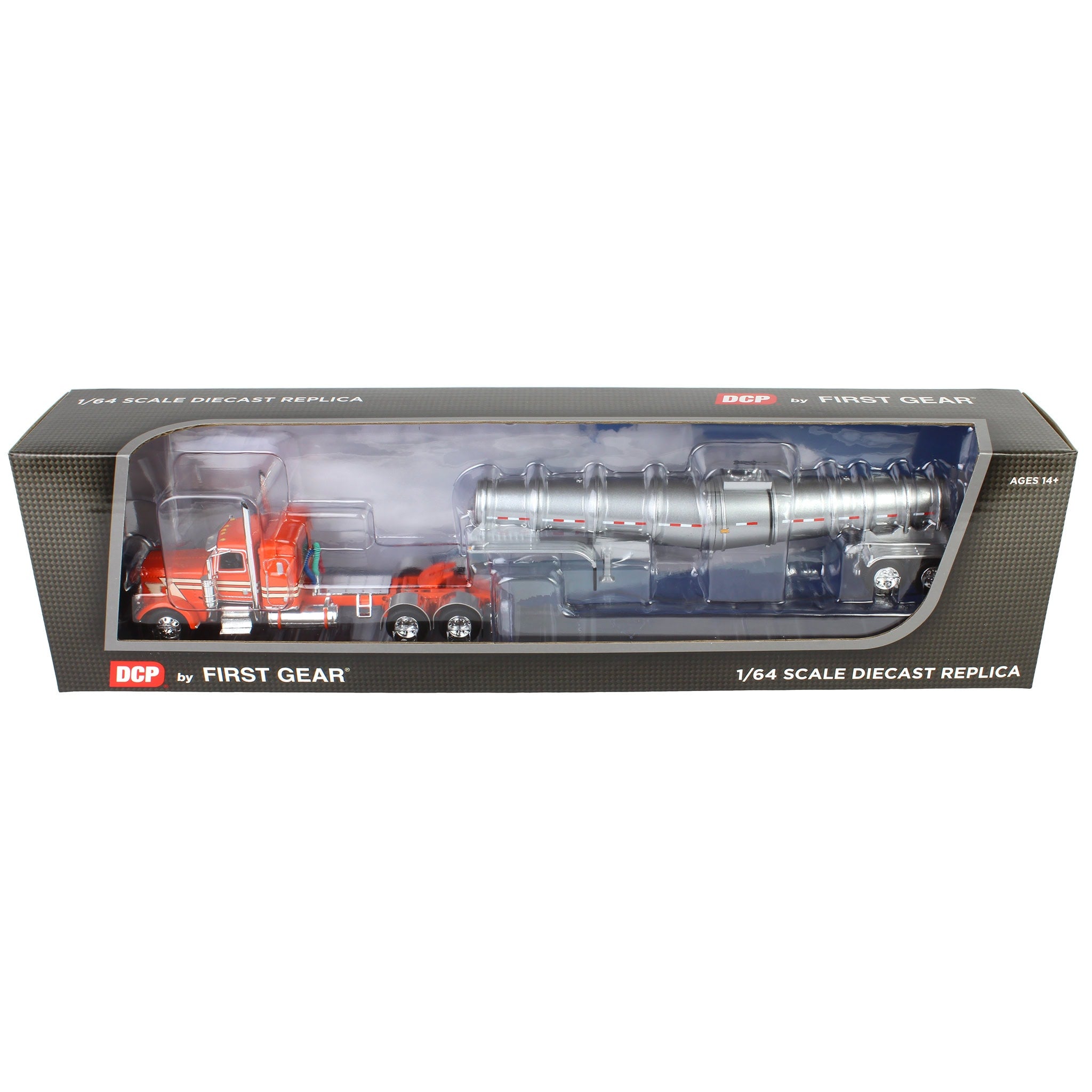 1/64 Orange/Cream Peterbilt 389 with Polished Polar Deep Drop