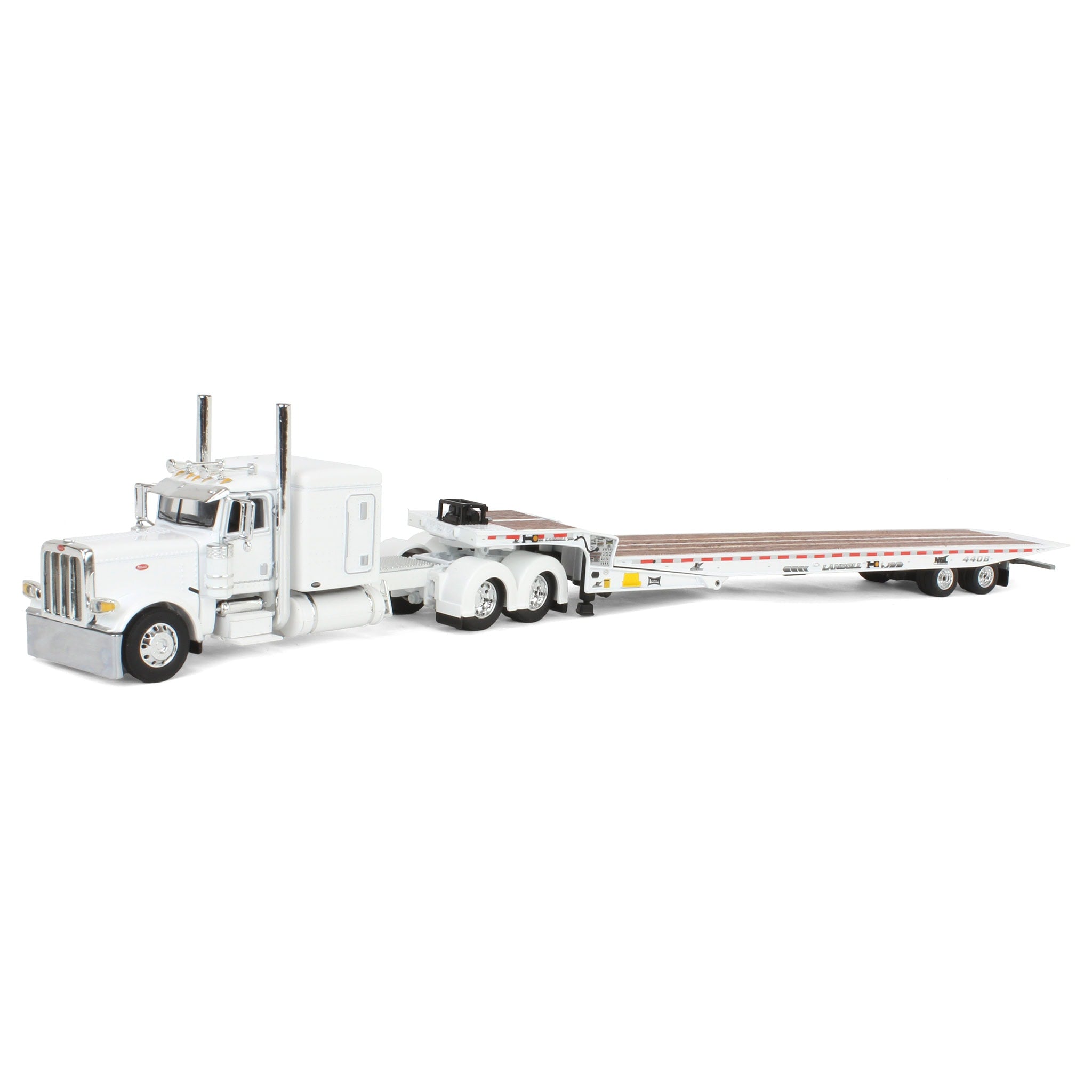 1/64 White Peterbilt 389 with Landoll 440B-50CA Traveling Axle