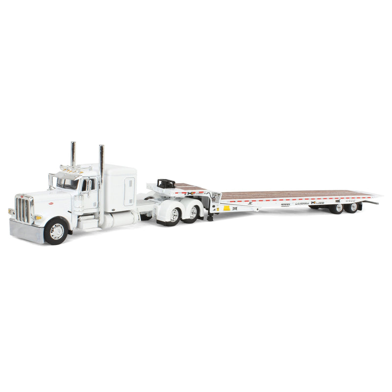 1/64 White Peterbilt 389 with Landoll 440B-50CA Traveling Axle Trailer, DCP by First Gear