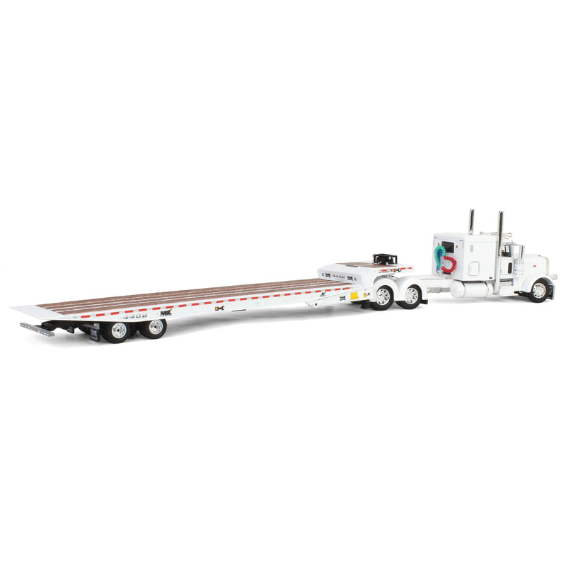 1/64 White Peterbilt 389 with Landoll 440B-50CA Traveling Axle Trailer, DCP by First Gear