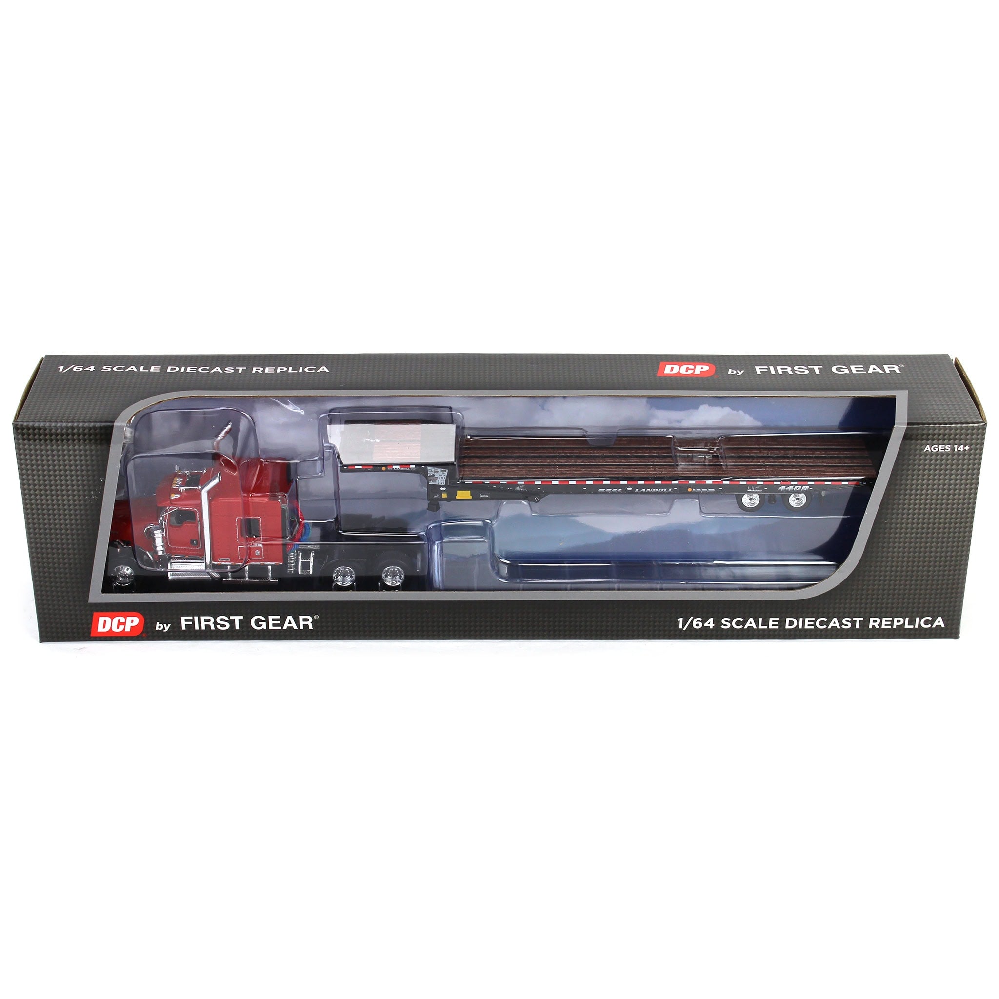 1/64 Red/Black Kenworth W900L with Landoll 440B-50CA Traveling