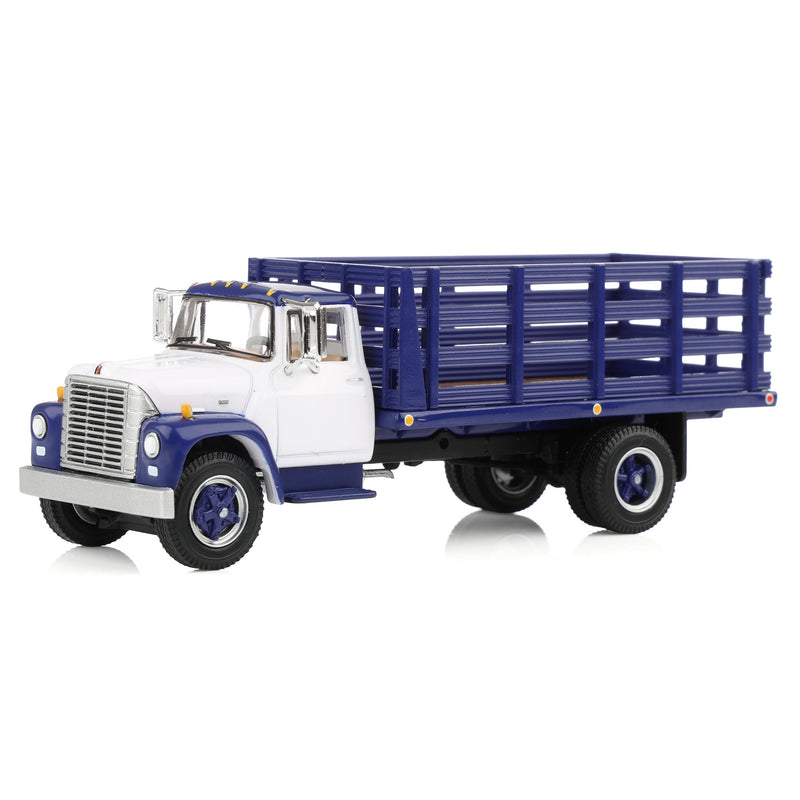 1/64 1970s International Loadstar Stake Truck, White/Navy Blue, DCP by First Gear