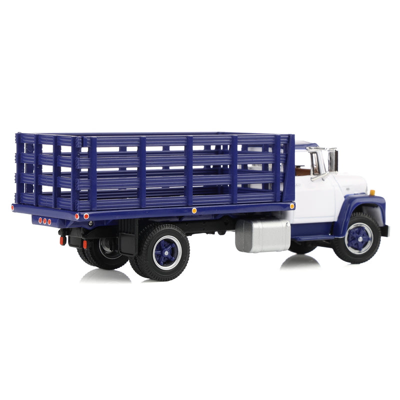 1/64 1970s International Loadstar Stake Truck, White/Navy Blue, DCP by First Gear