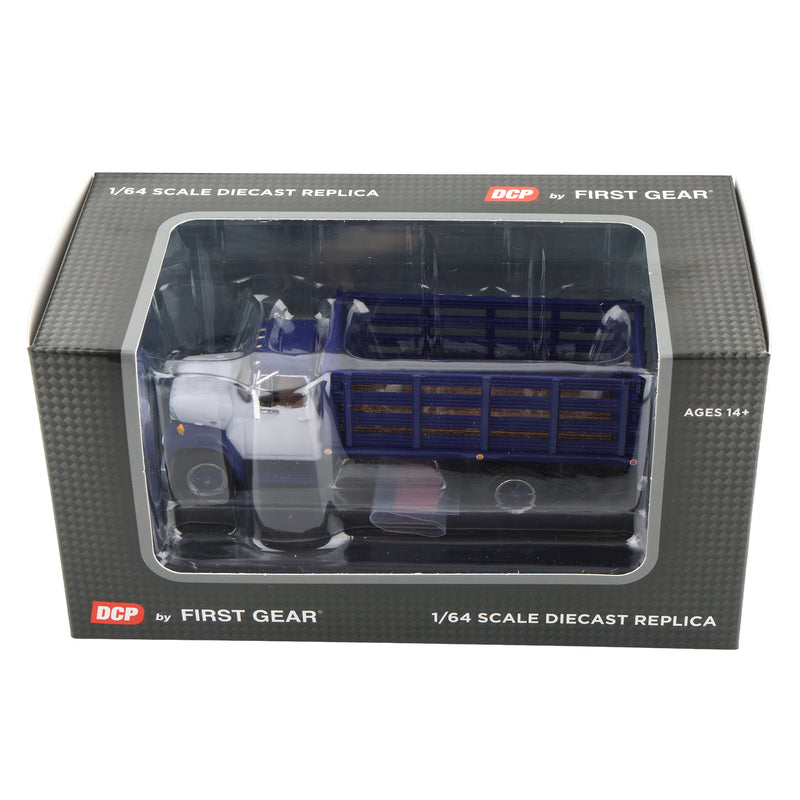 1/64 1970s International Loadstar Stake Truck, White/Navy Blue, DCP by First Gear