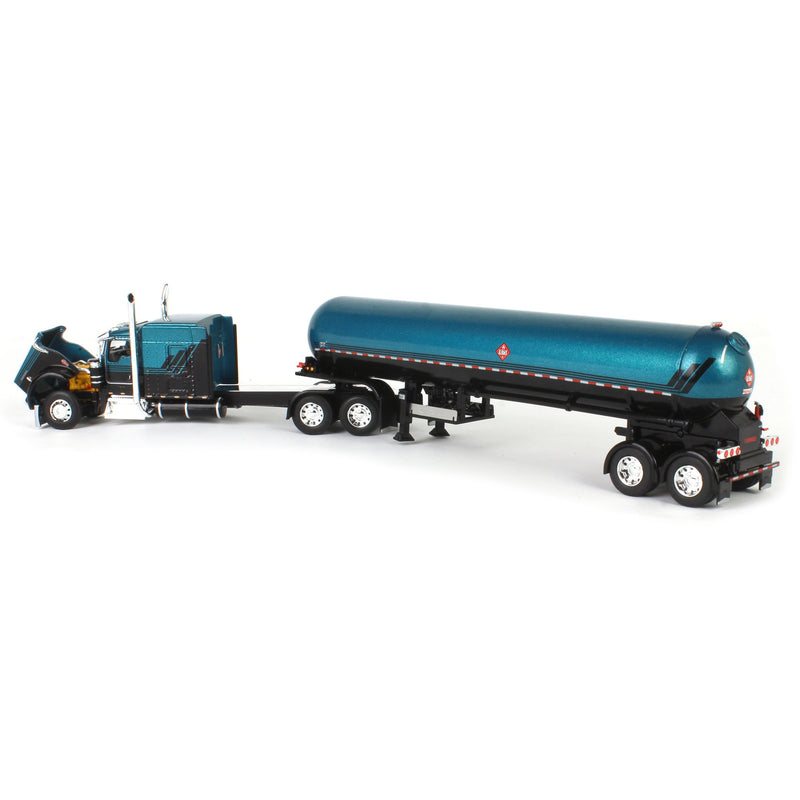 1/64 Kenworth W900L Semi with Mississippi LP Tanker, Turquoise & Black, DCP by First Gear