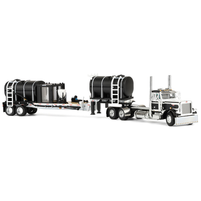 1/64 Peterbilt 379 Semi Truck with Day Cab & DEMCO Liquid Tender Trailer, White & Black, DCP by First Gear