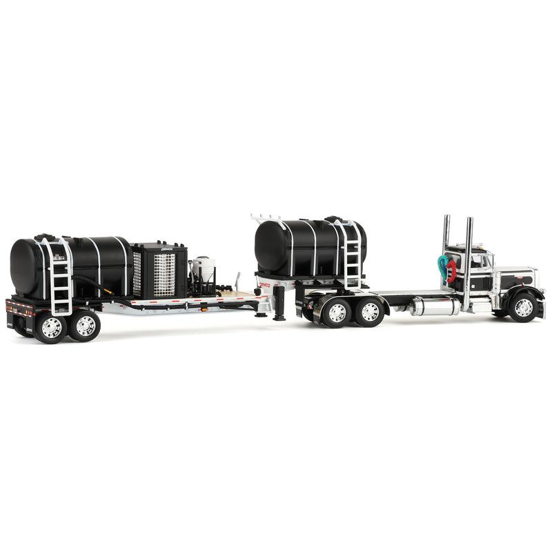 1/64 Peterbilt 379 Semi Truck with Day Cab & DEMCO Liquid Tender Trailer, White & Black, DCP by First Gear