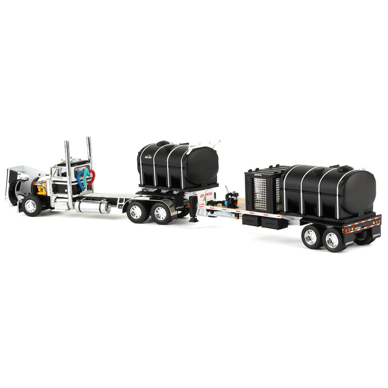 1/64 Peterbilt 379 Semi Truck with Day Cab & DEMCO Liquid Tender Trailer, White & Black, DCP by First Gear