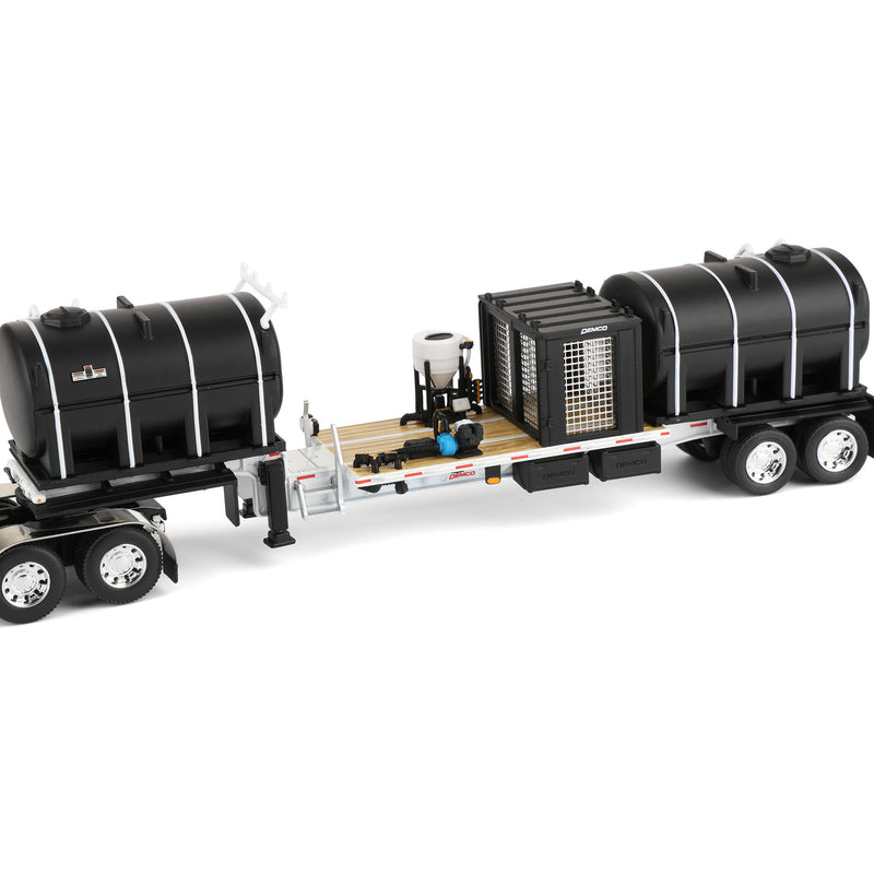 1/64 Peterbilt 379 Semi Truck with Day Cab & DEMCO Liquid Tender Trailer, White & Black, DCP by First Gear