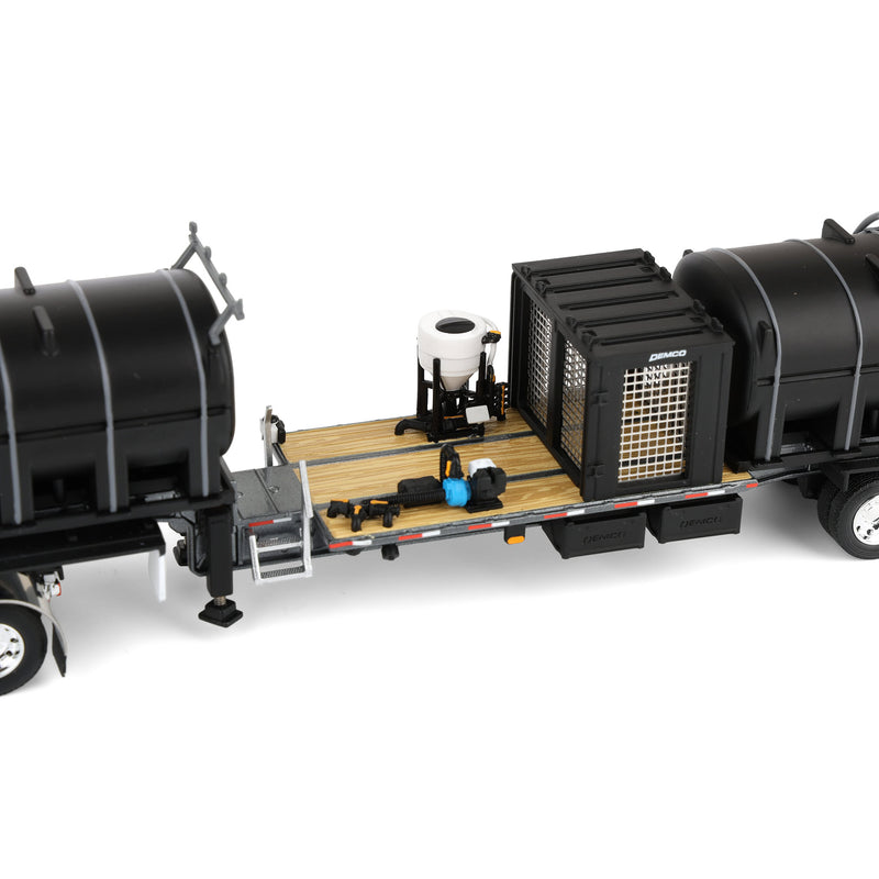 1/64 Peterbilt 379 Semi Truck with Day Cab & DEMCO Liquid Tender Trailer, Gunmetal & Black, DCP by First Gear
