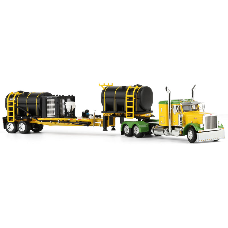 1/64 Peterbilt 379 Semi Truck with Sleeper Cab & DEMCO Liquid Tender Trailer, Yellow & Green, DCP by First Gear