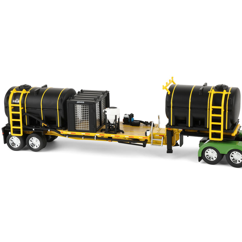 1/64 Peterbilt 379 Semi Truck with Sleeper Cab & DEMCO Liquid Tender Trailer, Yellow & Green, DCP by First Gear