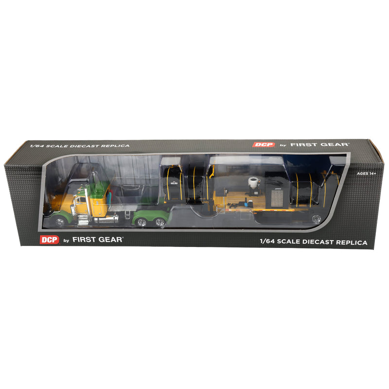 1/64 Peterbilt 379 Semi Truck with Sleeper Cab & DEMCO Liquid Tender Trailer, Yellow & Green, DCP by First Gear