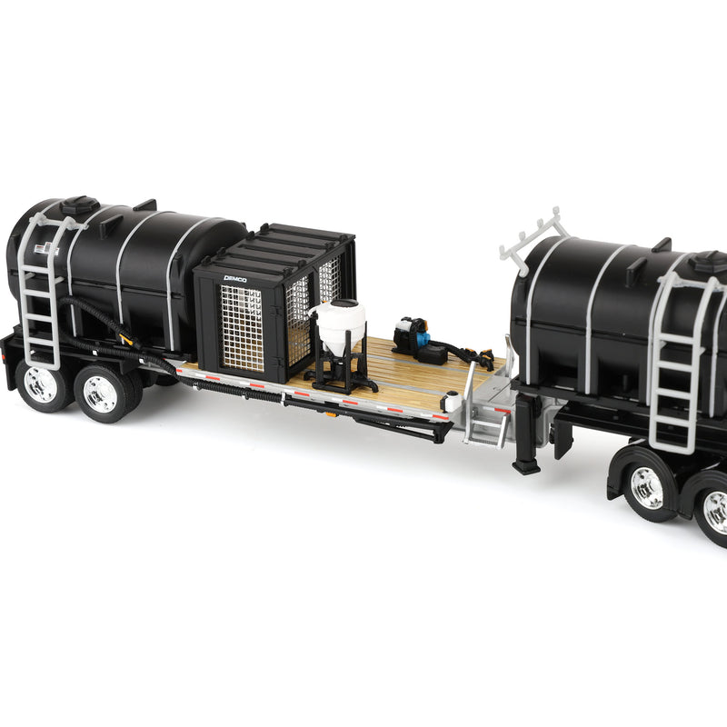 1/64 Peterbilt 379 Semi Truck with Sleeper Cab & DEMCO Liquid Tender Trailer, Blue & Black, DCP by First Gear