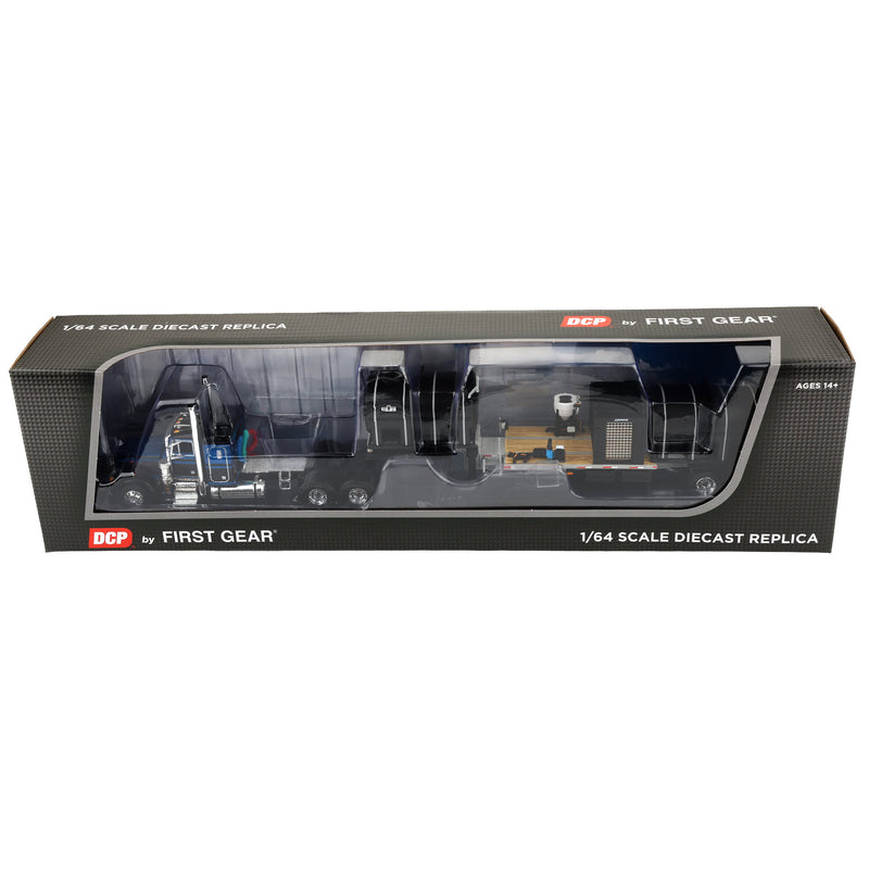 1/64 Peterbilt 379 Semi Truck with Sleeper Cab & DEMCO Liquid Tender Trailer, Blue & Black, DCP by First Gear