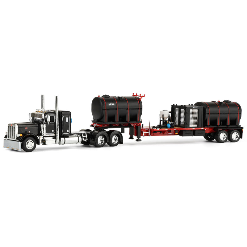 1/64 Peterbilt 379 Semi Truck with Sleeper Cab & DEMCO Liquid Tender Trailer, Black & Red, DCP by First Gear