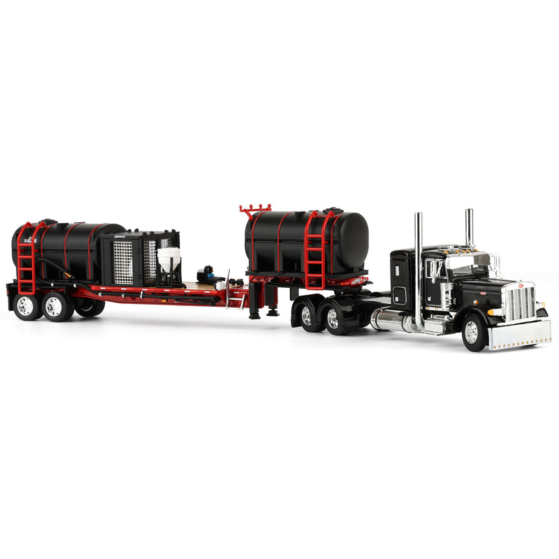 1/64 Peterbilt 379 Semi Truck with Sleeper Cab & DEMCO Liquid Tender Trailer, Black & Red, DCP by First Gear