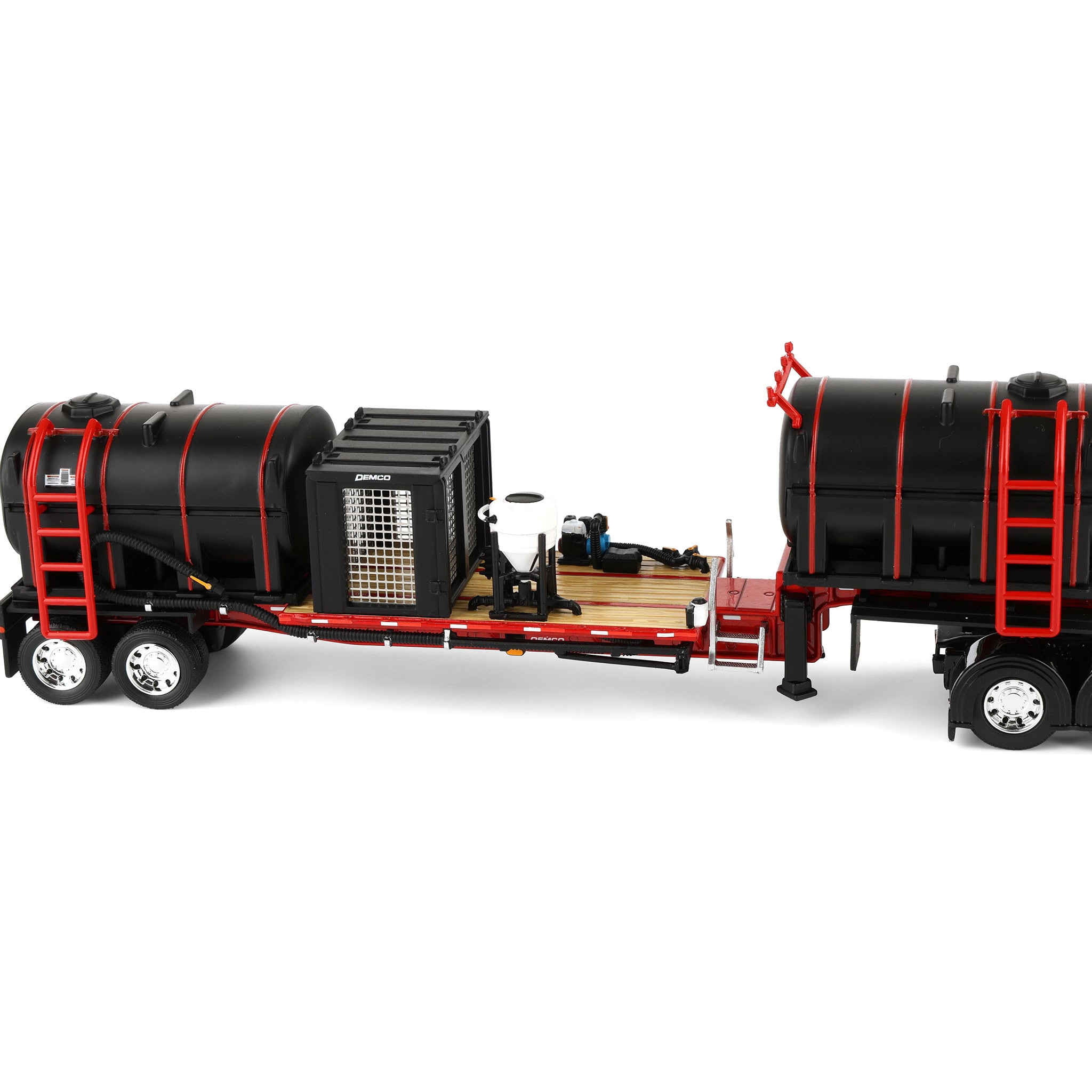 ピータービルト379・ウィズ・デムコ・トレーラー(ブラック/レッド) 1/64 Peterbilt 379 Semi Truck with Sleeper Cab & DEMCO Liquid