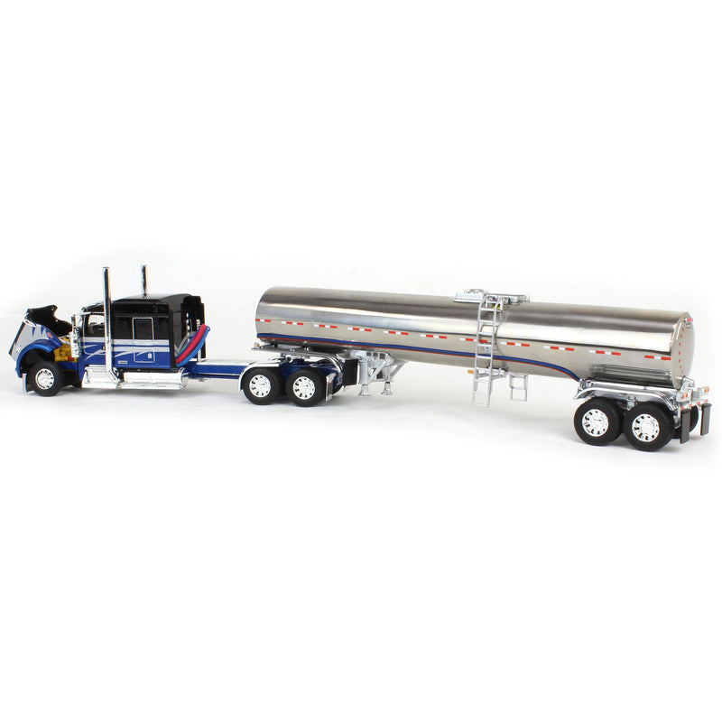 1/64 Kenworth W900L with 72in Aerocab Sleeper & Brenner Tanker, Blue, Black & Silver, DCP by First Gear Limited Edition