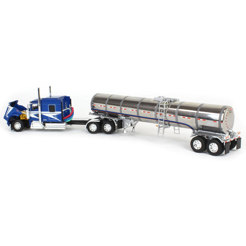 1/64 Kenworth W900L with 72in Aerocab Sleeper & Brenner Tanker, Blue & White, DCP by First Gear Limited Edition