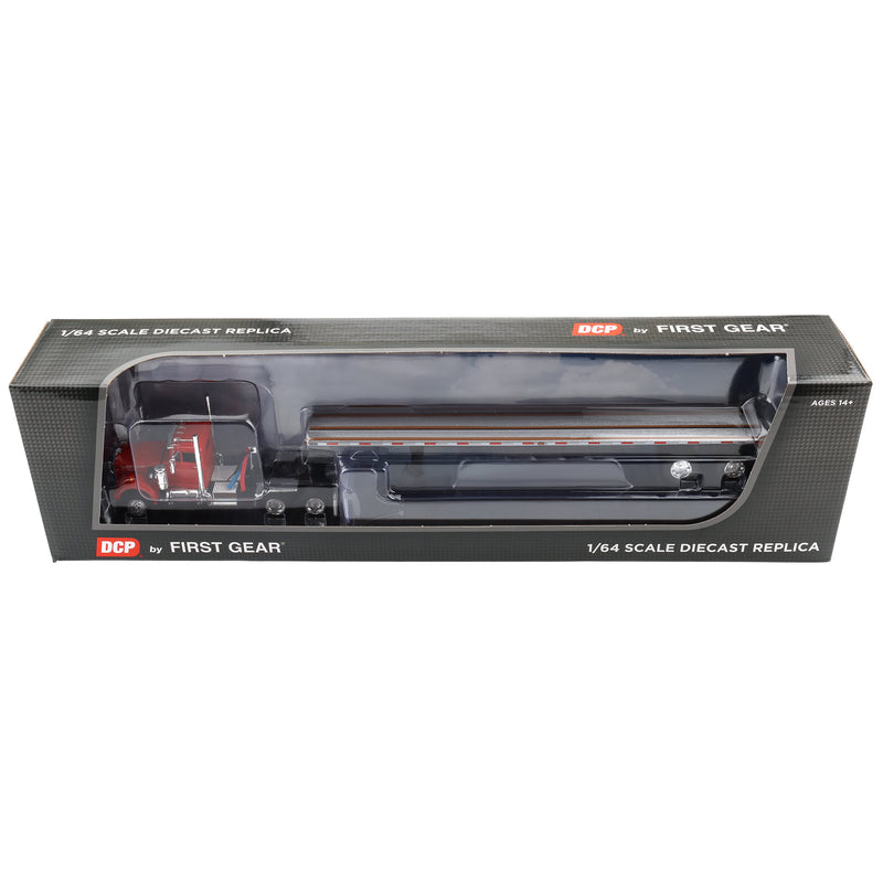 1/64 White Western Star Day Cab with 48ft Utility Flatbed Trailer, Viper Red, DCP by First Gear