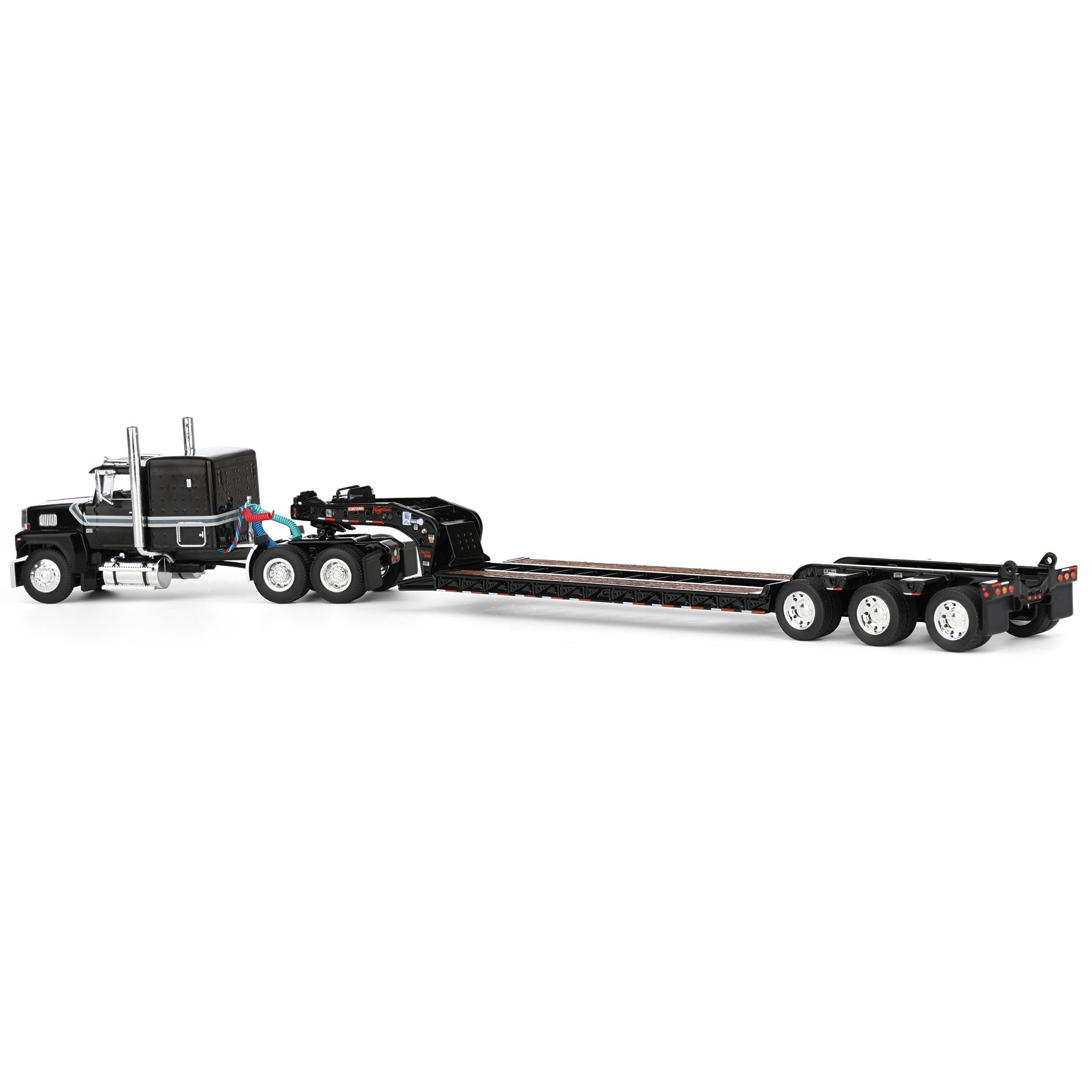 1/64 Black Ford LTL 9000 with Fontaine Magnitude Tri-axle Lowboy
