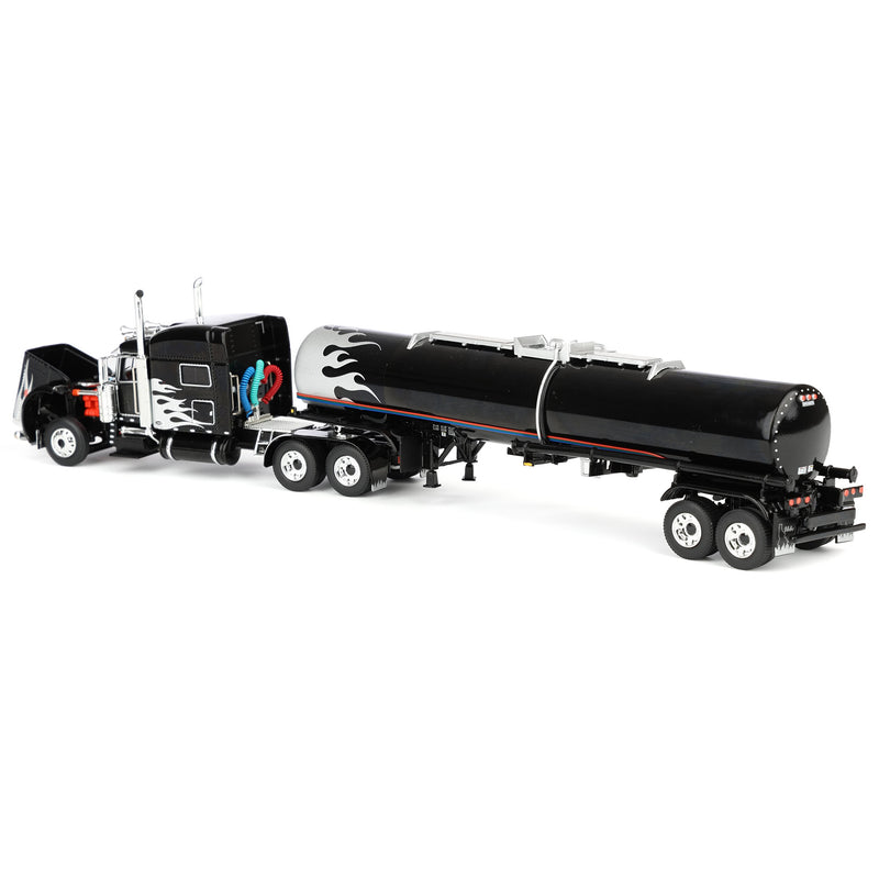 1/64 Peterbilt 389 Semi Truck with Brenner Asphalt Tank Trailer, Silver Flame, DCP by First Gear