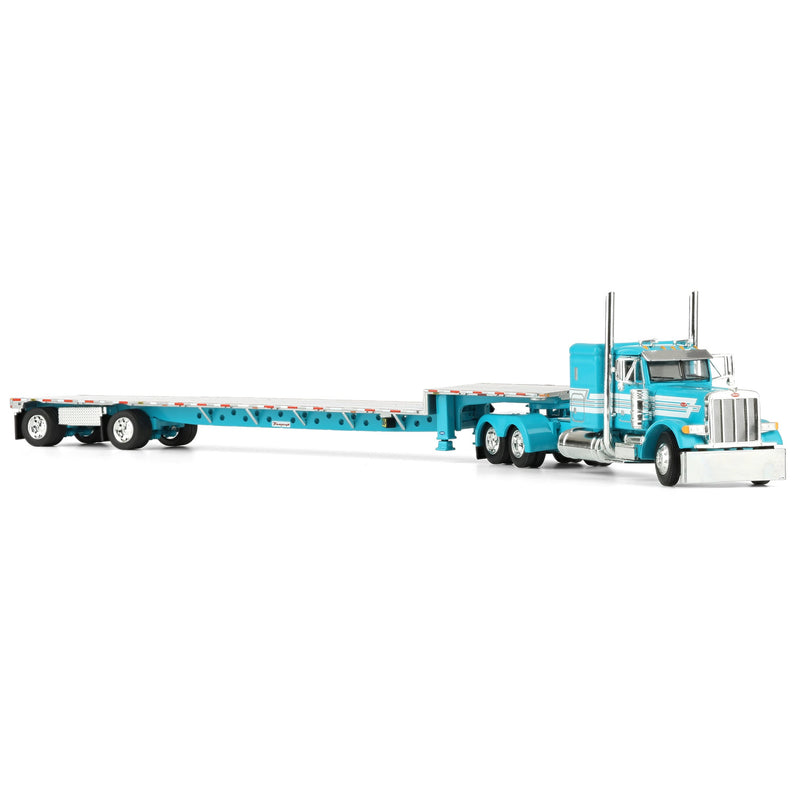 1/64 Teal Peterbilt 379 with 48in Flattop Sleeper & Transcraft Step Deck Trailer, DCP by First Gear