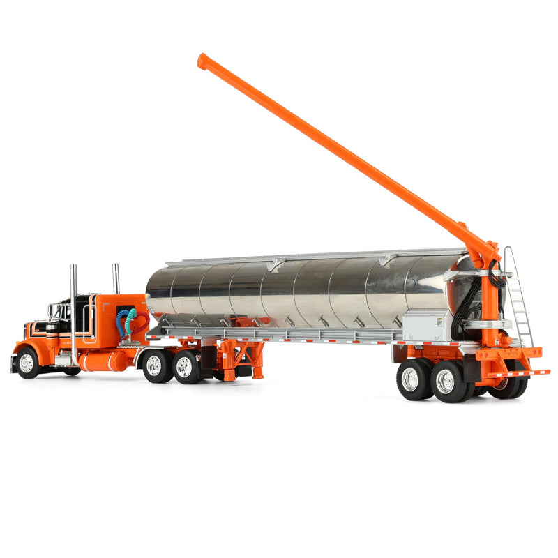 1/64 Orange/Black Peterbilt 379 with 48in Flattop Sleeper & Walinga Feed Trailer, DCP by First Gear
