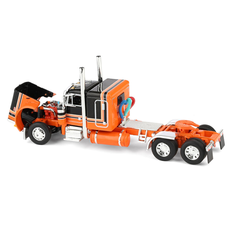 1/64 Orange/Black Peterbilt 379 with 48in Flattop Sleeper & Walinga Feed Trailer, DCP by First Gear