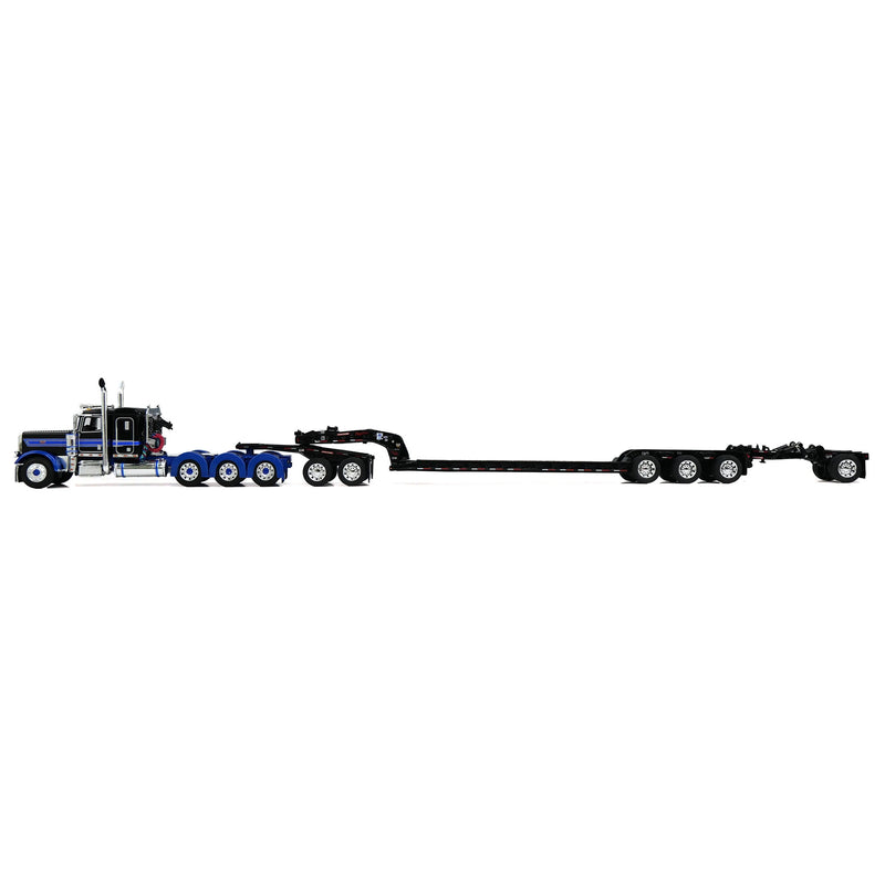 1/64 Blue/Black Peterbilt 389 Tri-Axle Semi with Fontaine Magnitude Lowboy Trailer, Jeep & Stinger, DCP by First Gear