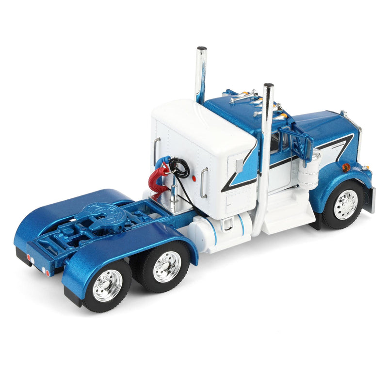 1/64 Kenworth W900A with 45ft Wilson Vintage Livestock Trailer, Mariner Blue/Silver, DCP by First Gear