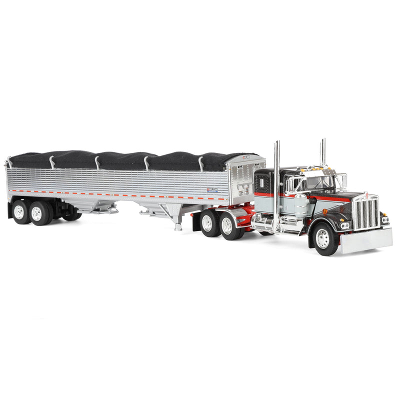 1/64 Kenworth W900A Semi Truck with 43ft Wilson Pacesetter Grain Trailer, Gray/Viper Red, DCP by First Gear