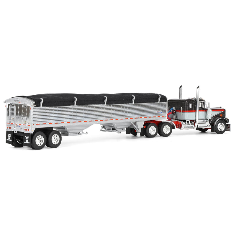 1/64 Kenworth W900A Semi Truck with 43ft Wilson Pacesetter Grain Trailer, Gray/Viper Red, DCP by First Gear
