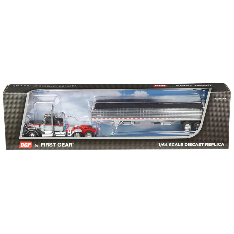 1/64 Kenworth W900A Semi Truck with 43ft Wilson Pacesetter Grain Trailer, Gray/Viper Red, DCP by First Gear