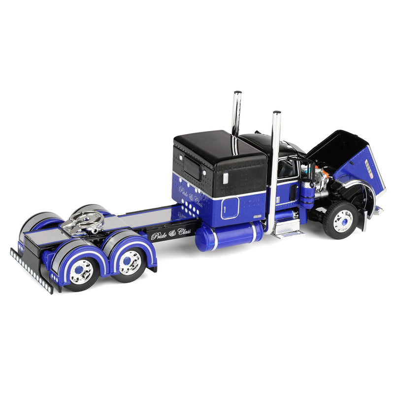 1/64 Peterbilt 389 Pride-N-Class Semi with 50ft Wilson Pacesetter Grain Trailer, Black/Blue, DCP by First Gear