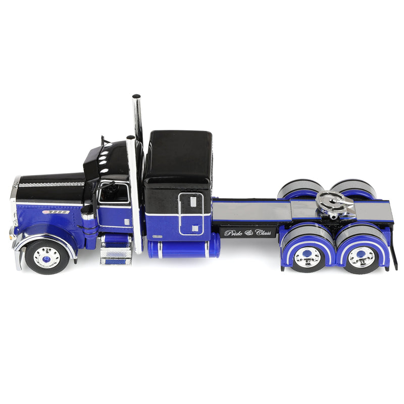 1/64 Peterbilt 389 Pride-N-Class Semi with 50ft Wilson Pacesetter Grain Trailer, Black/Blue, DCP by First Gear