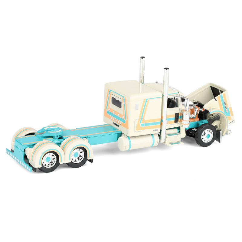 1/64 Peterbilt 389 Pride-N-Class Semi with 50ft Wilson Pacesetter Grain Trailer, Cream/Teal, DCP by First Gear