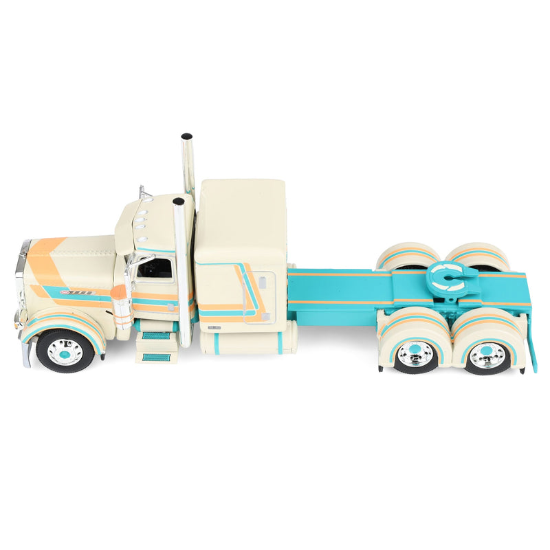 1/64 Peterbilt 389 Pride-N-Class Semi with 50ft Wilson Pacesetter Grain Trailer, Cream/Teal, DCP by First Gear