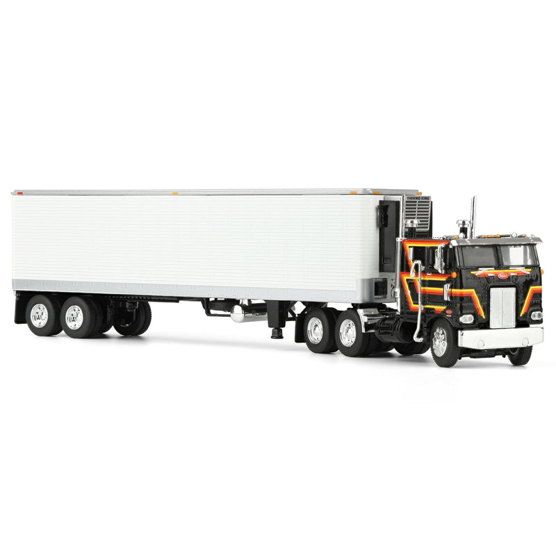 1/64 Black Peterbilt 352 COE 86in Sleeper with White 40ft Vintage Reefer Trailer, DCP by First Gear