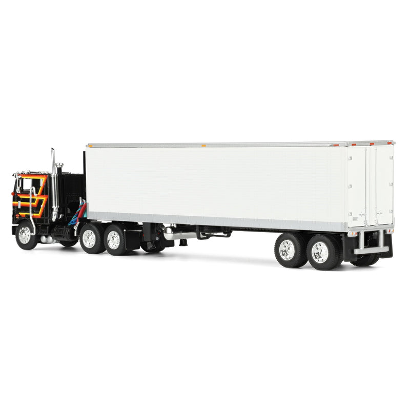 1/64 Black Peterbilt 352 COE 86in Sleeper with White 40ft Vintage Reefer Trailer, DCP by First Gear