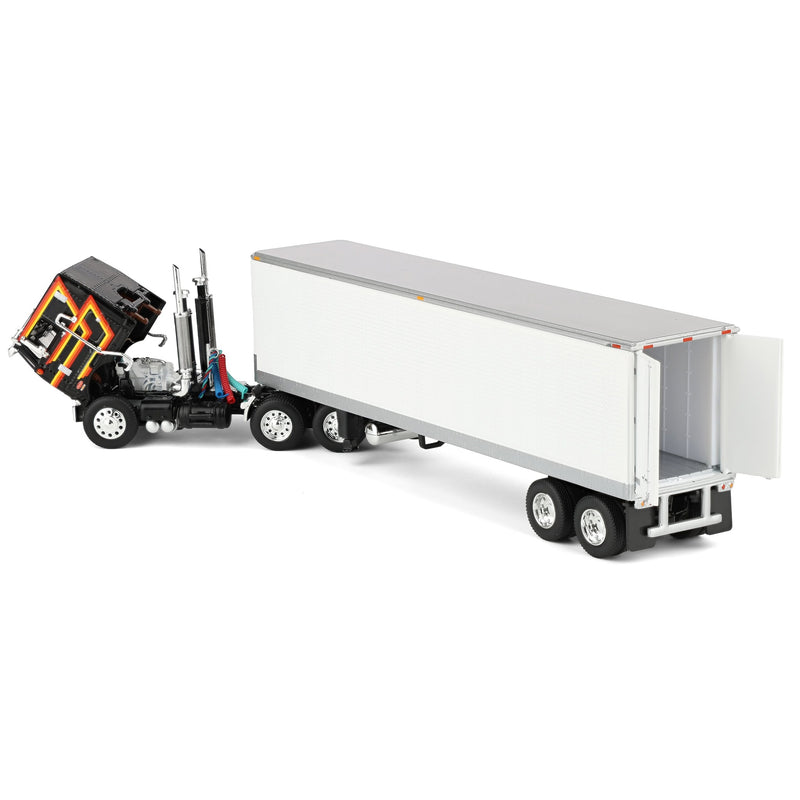 1/64 Black Peterbilt 352 COE 86in Sleeper with White 40ft Vintage Reefer Trailer, DCP by First Gear